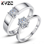 Korean Style Single Diamond Open Ring for Women Wedding 925 Silver