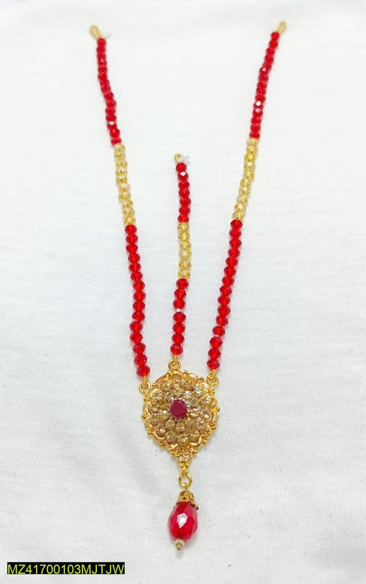 Matha Patti Golden Red Stone Lightweight Wedding Wear