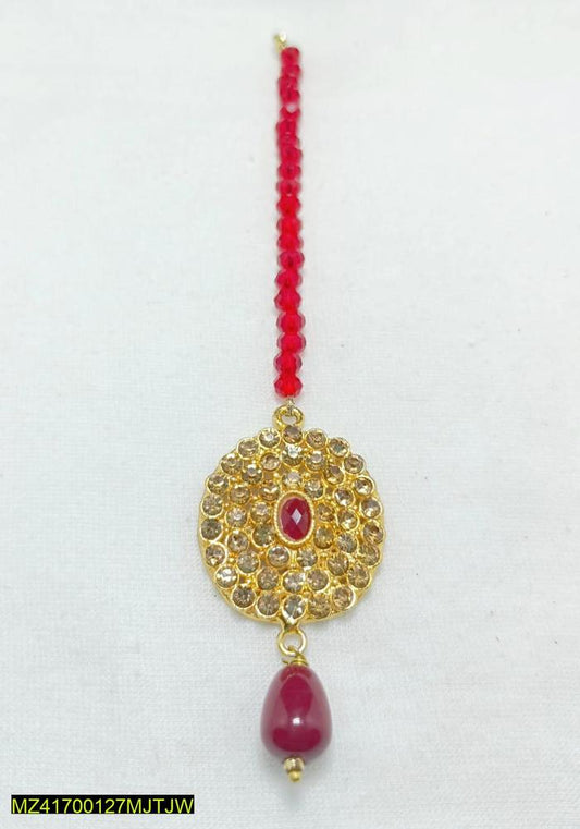 Red Resin Bindiya with Crystal Stones for Women