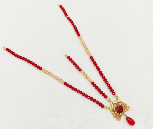 Red \u0026 Gold Matha Patti Necklace for Weddings