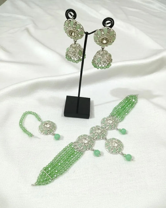 Green Beaded Choker Set for Weddings \u0026 Festivals