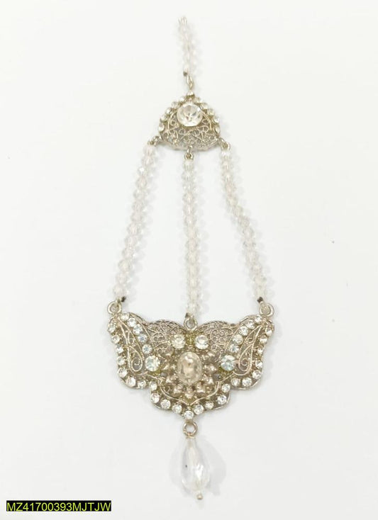 Silver Pearl Tikka with Feather Design