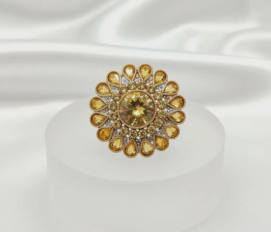 Golden Floral Adjustable Ring for Women