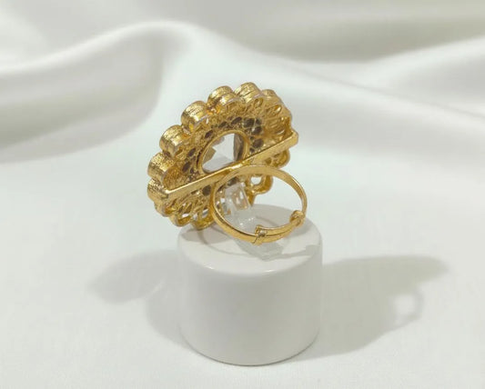 Golden Floral Adjustable Ring for Women