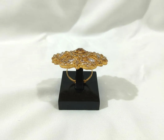 Golden Antique Adjustable Ring for Bridal \u0026 Party Wear