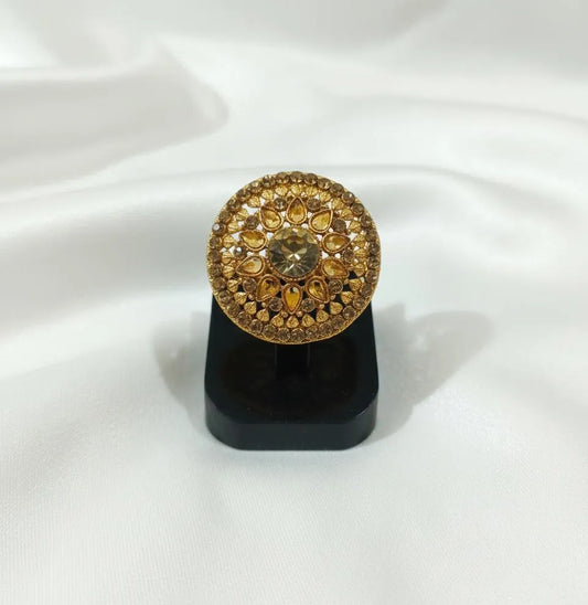 Golden Adjustable Ring for Women Wedding Party Wear
