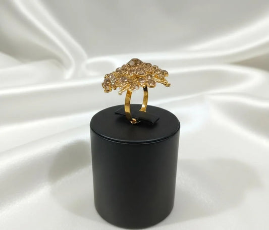 Golden Floral Adjustable Ring for Weddings \u0026 Festivals