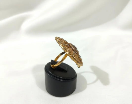 Golden Floral Adjustable Ring for Weddings \u0026 Parties