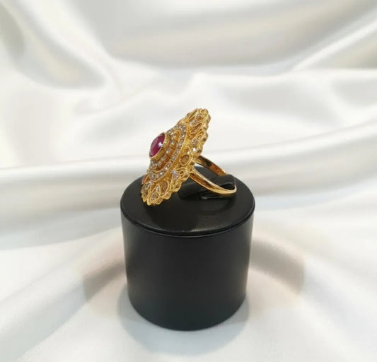 Adjustable Maroon Gemstone Ring for Pakistani Women
