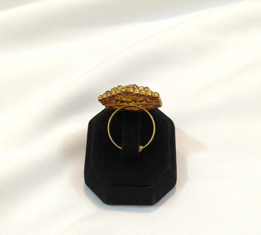 Adjustable Maroon Gemstone Ring for Women