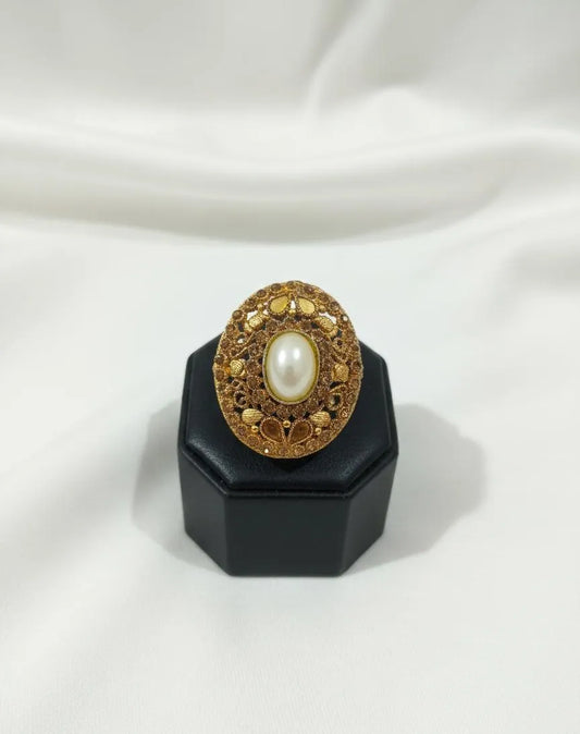 White Adjustable Ring for Wedding \u0026 Eid Wear