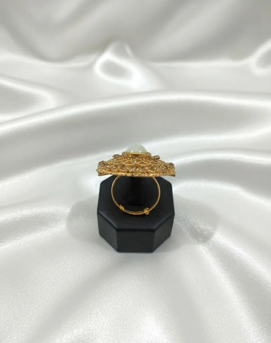 White Adjustable Ring for Wedding \u0026 Eid Wear