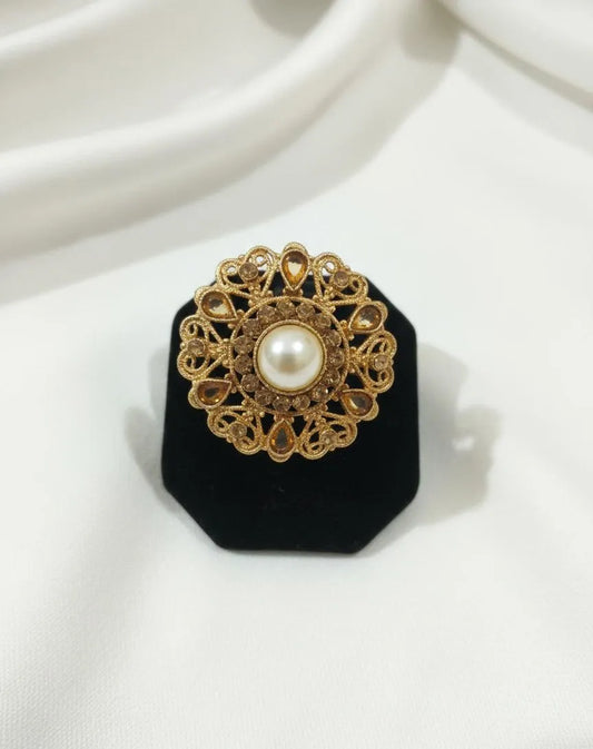 White Adjustable Ring for Wedding \u0026 Eid Wear