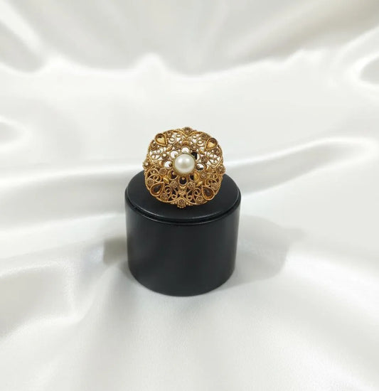 White Adjustable Ring for Wedding \u0026 Eid Wear