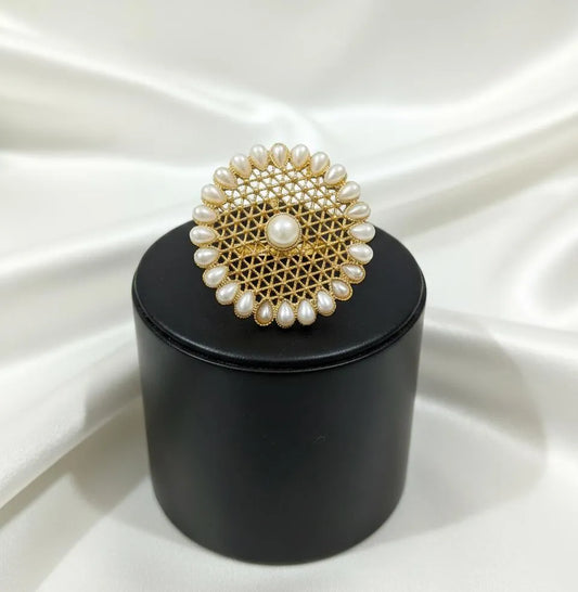 White Adjustable Ring for Wedding \u0026 Eid Wear