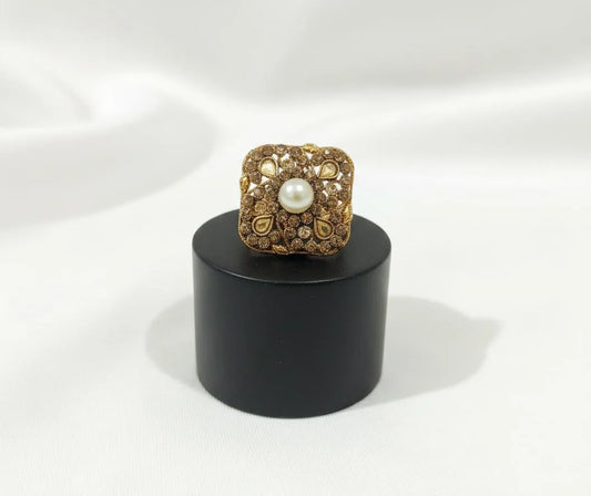 White Adjustable Ring for Wedding \u0026 Eid Wear