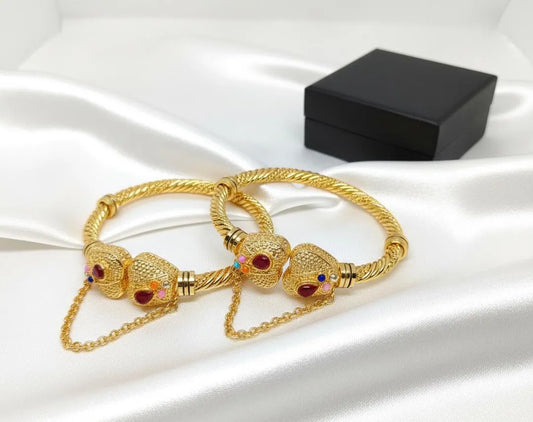 Gold Skull Bangles Set for Women Eid Wedding Wear