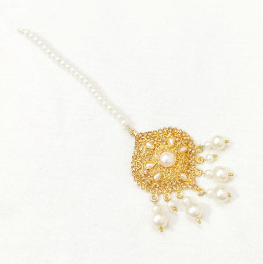 Golden Bindiya with Pearl \u0026 Stone Embellishment