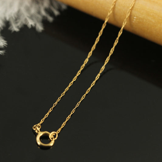 Gold Water Wave Necklace 0.76MM Lightweight Elegant