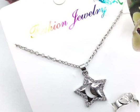 Silver Plated Zircon Pendant Set for Women