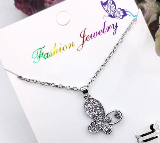 Modern Butterfly Pendant Set with 3 Earrings \u0026 3 Rings