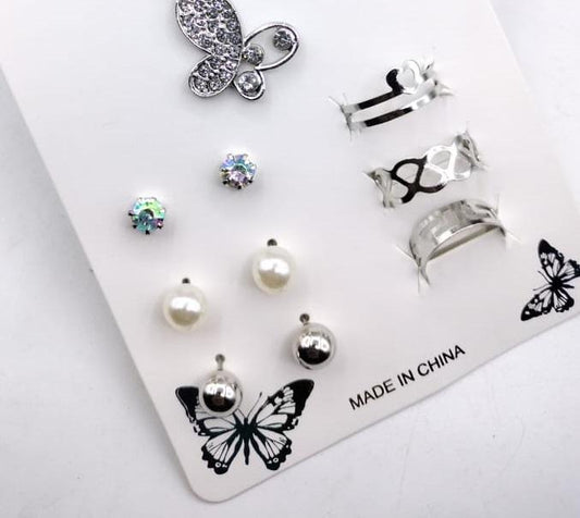 Modern Butterfly Pendant Set with 3 Earrings \u0026 3 Rings