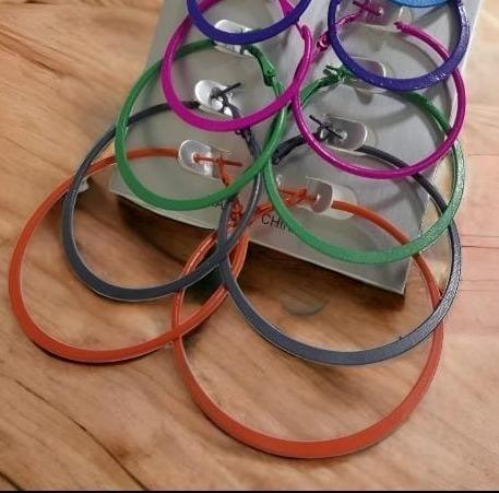 Trendy Plain Alloy Hoops Pack of 6 Colors
