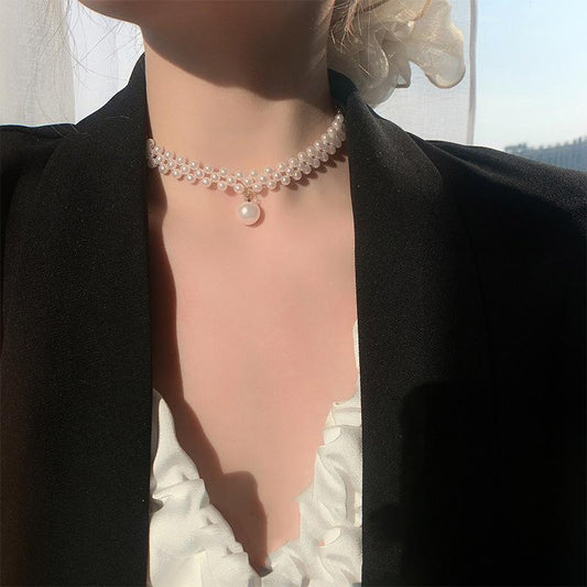 Adjustable Pearl Stone Choker for Women White Elegant Daily Wear