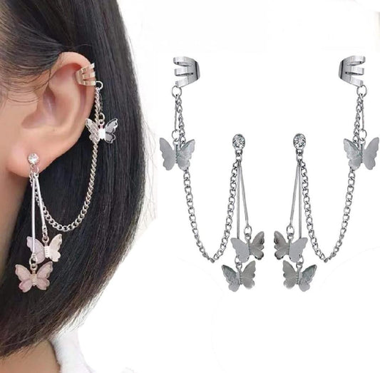 Silver Butterfly Necklace \u0026 Earrings Set for Women