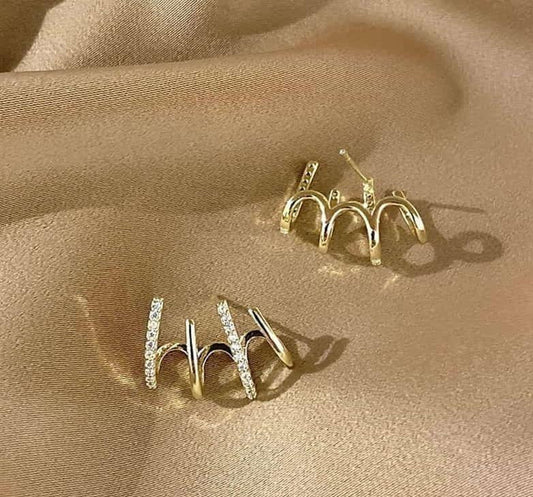 Golden W-Earrings for Women, Lightweight \u0026 Durable