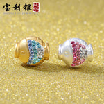 Fish Shape S999 Silver Rhinestone Beads