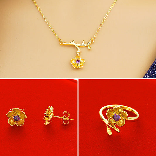 Gold Plated Daisy Jewelry Set for Women