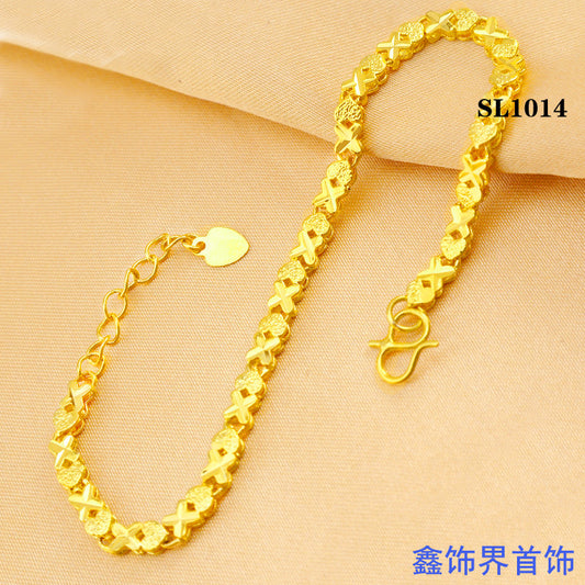 Gold Plated X-Shaped Bracelet for Women