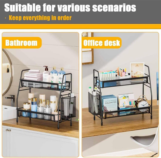 Black Metal Two Tier Jewelry Organizer for Home Bedroom