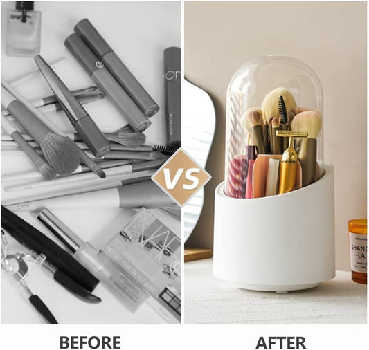 White Makeup Brush \u0026 Bangle Organizer with Dome Cover