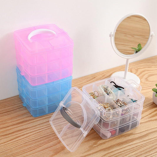 Pink Multi-Layer Jewelry Storage Box with Handle