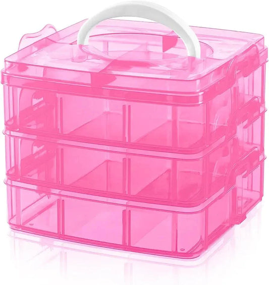 Pink Multi-Compartment Jewelry Storage Box