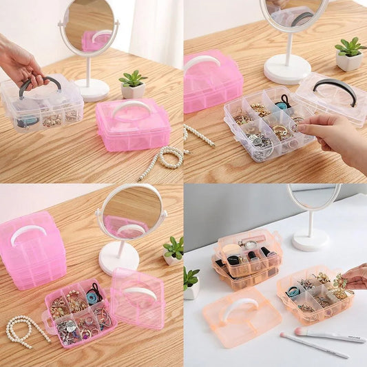 White Multi-Compartment Jewelry Box with Transparent Lid