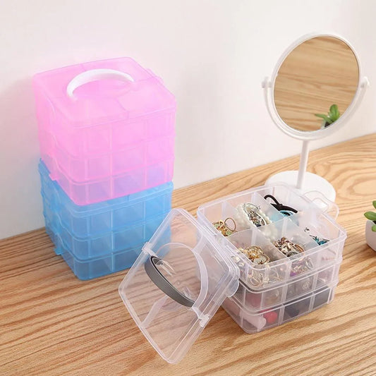 Pink Jewelry Storage Box with Handle \u0026 Transparent Compartment