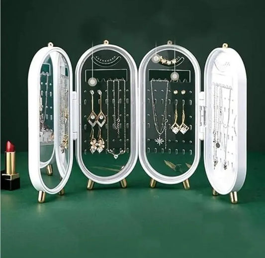 White Gold-Tone Jewelry Box for Home \u0026 Office Storage