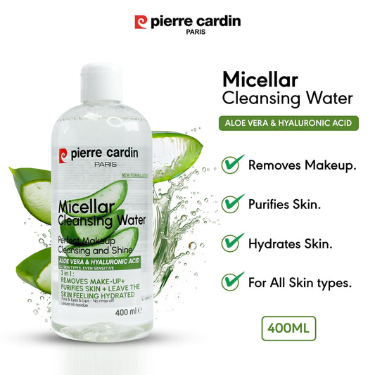 Pierre Cardin Paris Cleansing Micellar Water 400ml - With Aloe Vera & Hyaluronic Acid