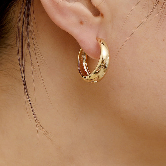 Elegant Round Hoop Earrings Gold Plated for Daily Wear