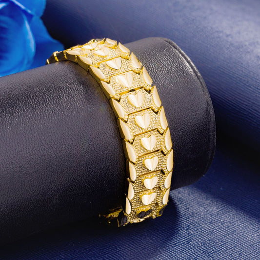 Gold Heart Shaped Bracelet for Women 20.5cm