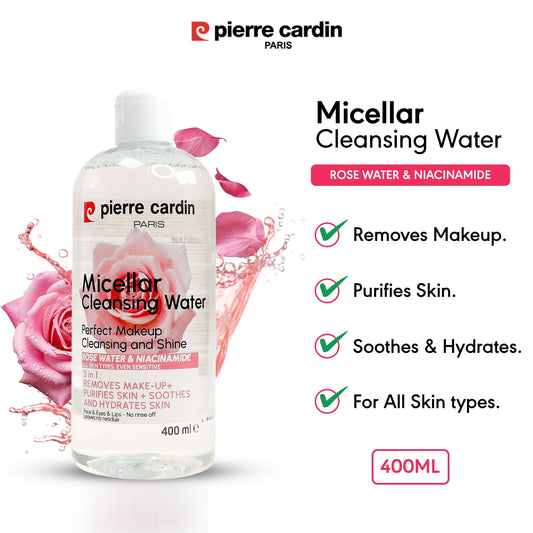 Pierre Cardin Paris Cleansing Micellar Water 400ml - With Rose Water And Niacinamide